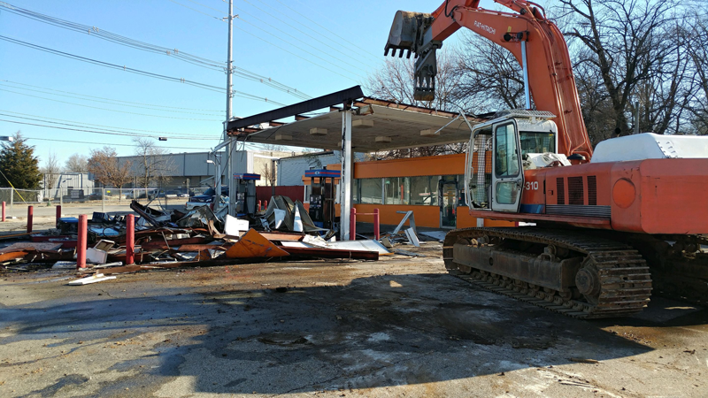 Gas station demolition